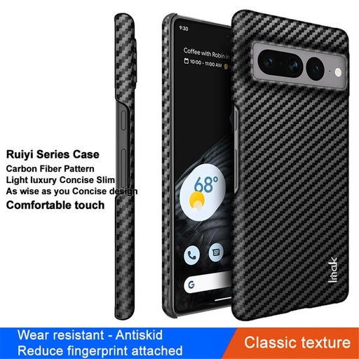 IMAK Ruiyi Series for Google Pixel 7 Pro 5G Carbon Fiber Texture Anti-drop Phone Case PU Leather Coated PC Back Cover - 2