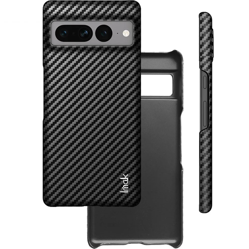 IMAK Ruiyi Series for Google Pixel 7 Pro 5G Carbon Fiber Texture Anti-drop Phone Case PU Leather Coated PC Back Cover - 3
