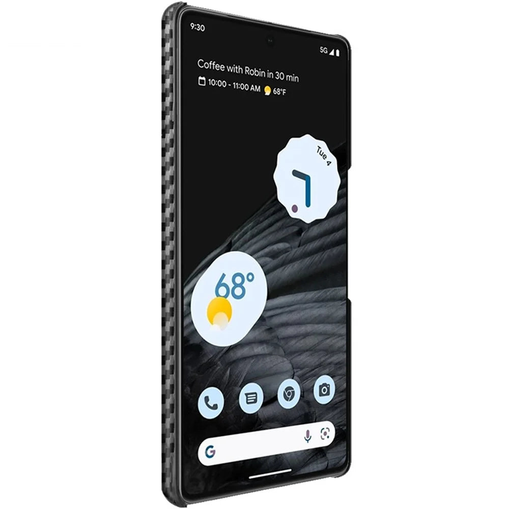 IMAK Ruiyi Series for Google Pixel 7 Pro 5G Carbon Fiber Texture Anti-drop Phone Case PU Leather Coated PC Back Cover - 6