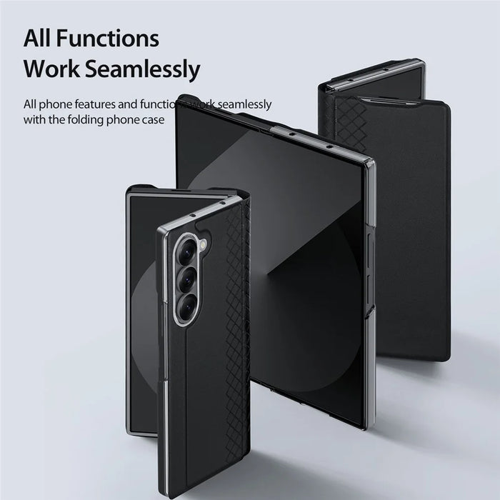 DUX DUCIS For Samsung Galaxy Z Fold7 5G Case  Bril Series Leather+PC Phone Cover with Stand - Black - 5