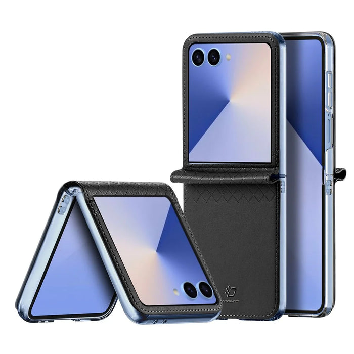 DUX DUCIS For Samsung Galaxy Z Flip7 5G Case  Bril Series Leather+PC Phone Cover - Black - 1