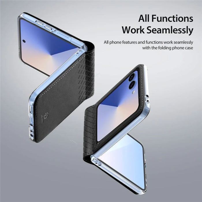 DUX DUCIS For Samsung Galaxy Z Flip7 5G Case  Bril Series Leather+PC Phone Cover - Black - 6
