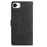 For iPhone 17e / 16e Case Imprinted Feather PU Leather Wallet Phone Cover with Wrist Strap - Black - 6