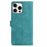 For iPhone 16 Pro Max Case Imprinted Feather PU Leather Wallet Phone Cover with Wrist Strap - Green - 6
