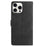 For iPhone 15 Pro Case Imprinted Feather PU Leather Wallet Phone Cover with Wrist Strap - Black - 6