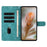 For Samsung Galaxy S24 FE Case Imprinted Feather PU Leather Wallet Phone Cover with Wrist Strap - Green - 3