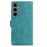 For Samsung Galaxy S24 FE Case Imprinted Feather PU Leather Wallet Phone Cover with Wrist Strap - Green - 6
