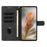 For Samsung Galaxy A36 5G Case Imprinted Feather PU Leather Wallet Phone Cover with Wrist Strap - Black - 3