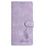 For Samsung Galaxy A35 5G Case Imprinted Feather PU Leather Wallet Phone Cover with Wrist Strap - Purple - 5