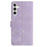 For Samsung Galaxy A35 5G Case Imprinted Feather PU Leather Wallet Phone Cover with Wrist Strap - Purple - 6