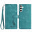 For Samsung Galaxy A54 5G Case Imprinted Feather PU Leather Wallet Phone Cover with Wrist Strap - Green - 1