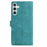 For Samsung Galaxy A54 5G Case Imprinted Feather PU Leather Wallet Phone Cover with Wrist Strap - Green - 6