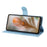 For Samsung Galaxy S25 / S24 Case Imprinted Feather PU Leather Wallet Phone Cover with Wrist Strap - Sky Blue - 2