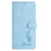 For Samsung Galaxy S25 / S24 Case Imprinted Feather PU Leather Wallet Phone Cover with Wrist Strap - Sky Blue - 5