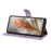 For Samsung Galaxy S25+ / S24+ Case Imprinted Feather PU Leather Wallet Phone Cover with Wrist Strap - Purple - 2