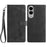 For Samsung Galaxy S25 Edge Case Imprinted Feather PU Leather Wallet Phone Cover with Wrist Strap - Black - 1