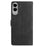 For Samsung Galaxy S25 Edge Case Imprinted Feather PU Leather Wallet Phone Cover with Wrist Strap - Black - 6