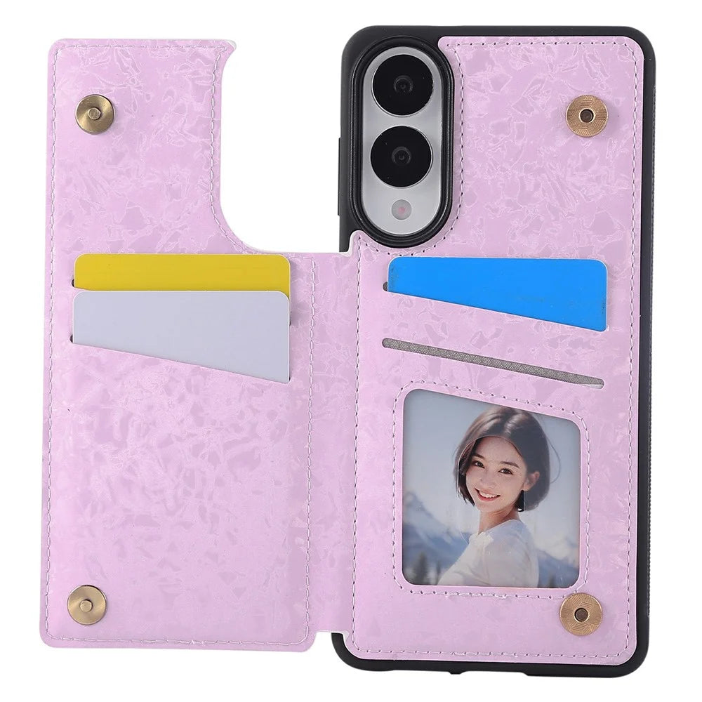 For Samsung Galaxy S25 Edge Case Flower Leather TPU RFID Blocking Phone Cover Card Slots - Rose - 2