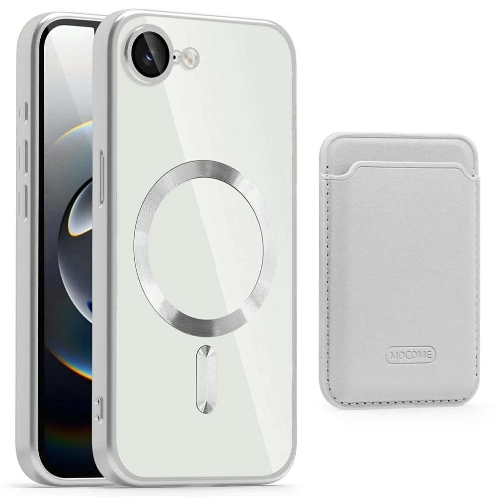 For iPhone 17e / 16e Case Compatible with MagSafe TPU + PC Mobile Cover with Card Bag - Grey - 1
