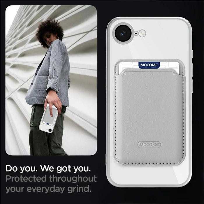 For iPhone 17e / 16e Case Compatible with MagSafe TPU + PC Mobile Cover with Card Bag - Grey - 4