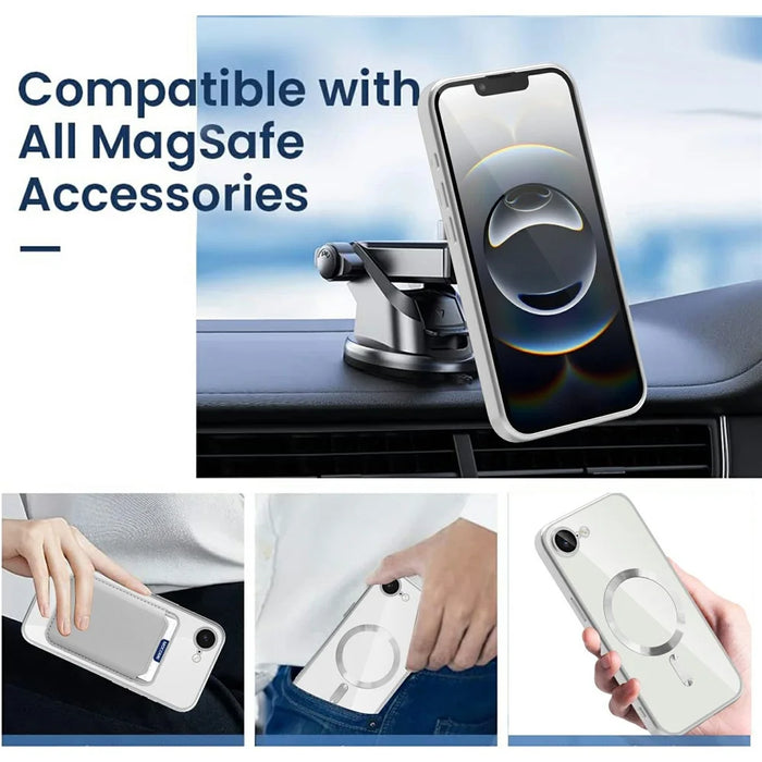 For iPhone 17e / 16e Case Compatible with MagSafe TPU + PC Mobile Cover with Card Bag - Grey - 5