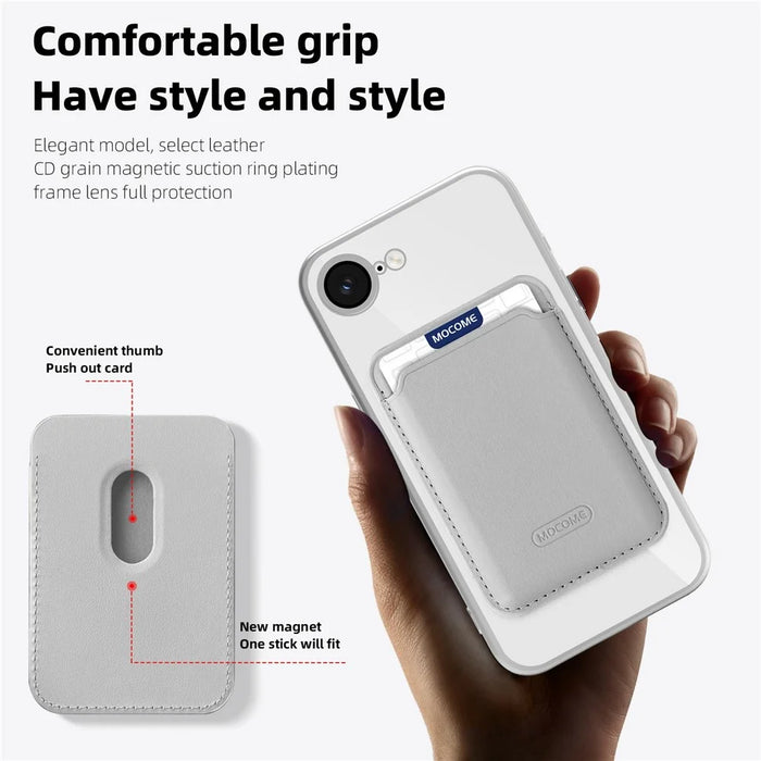 For iPhone 17e / 16e Case Compatible with MagSafe TPU + PC Mobile Cover with Card Bag - Grey - 6