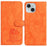 For iPhone 15 Case Owl Imprinted PU Leather Wallet Phone Cover with Wrist Strap - Orange - 1