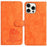 For iPhone 15 Pro Max Case Owl Imprinted PU Leather Wallet Phone Cover with Wrist Strap - Orange - 1