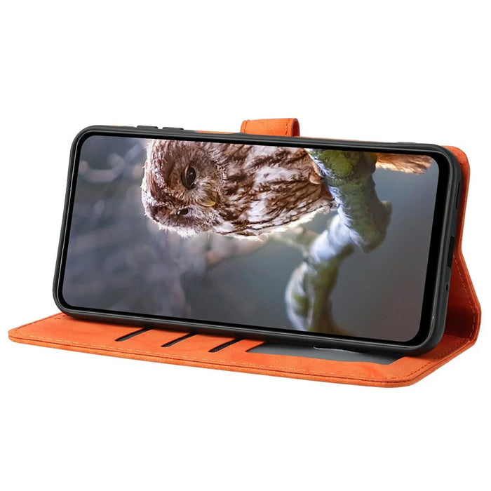 For iPhone 16 Plus Case Owl Imprinted PU Leather Wallet Phone Cover with Wrist Strap - Orange - 4