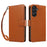 For Samsung Galaxy A26 5G Case RFID Blocking Leather Wallet Flip Phone Cover with Wrist Strap - Light Brown - 1