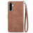 For Samsung Galaxy A26 5G Zipper Wallet Case with Strap Flower Imprint PU Leather Phone Cover - Brown - 3