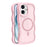 For iPhone 16 Case Compatible with MagSafe TPU + PC Phone Back Cover Skin Touch Wave Shape - Pink - 1