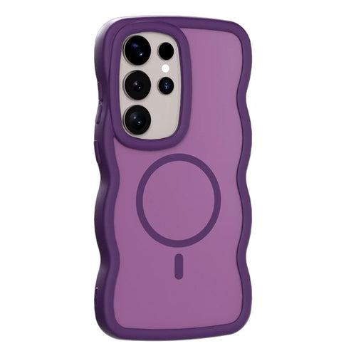 For Samsung Galaxy S25 Ultra Magnetic Case TPU + PC Phone Back Cover Skin Touch Wave Shape - Purple - 1