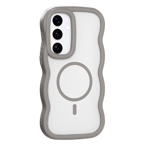 For Samsung Galaxy S25  /  S24 Magnetic Case TPU + PC Phone Back Cover Skin Touch Wave Shape - Grey - 1
