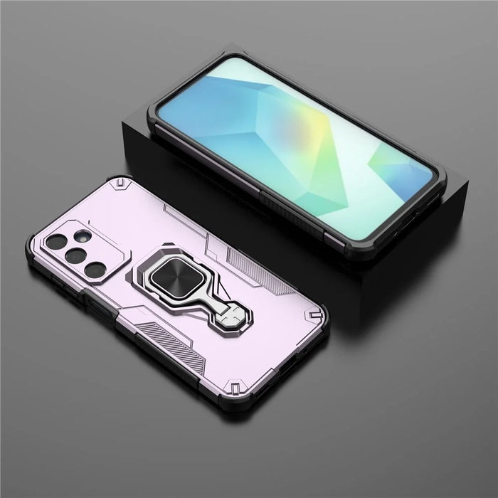 For Samsung Galaxy A35 5G Case Rotatable Ring Kickstand PC + TPU Shockproof Phone Cover - Purple - 5