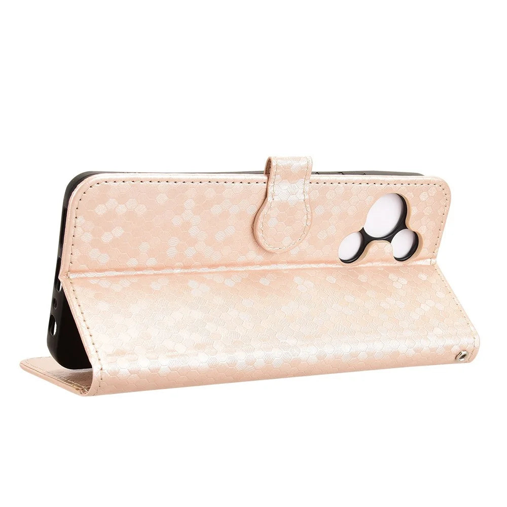 For TCL 60R 5G T519H  /  60 5G T521H Wallet Case Dot Pattern Imprint PU Leather Phone Cover - Rose Gold - 3