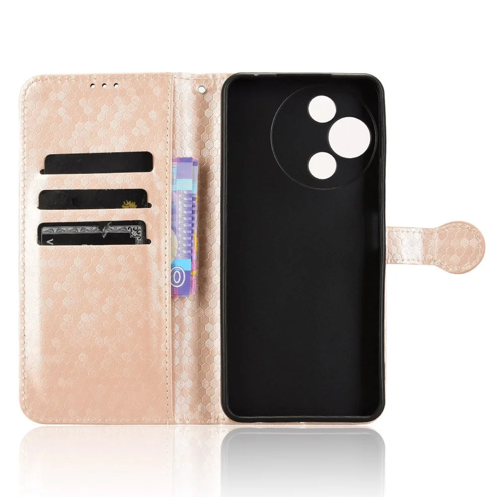 For TCL 60R 5G T519H  /  60 5G T521H Wallet Case Dot Pattern Imprint PU Leather Phone Cover - Rose Gold - 4