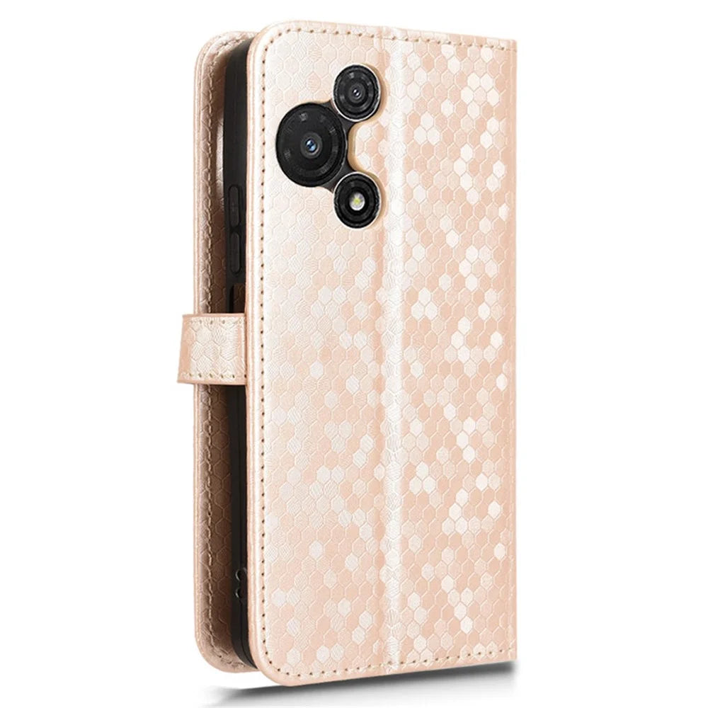 For TCL 60R 5G T519H  /  60 5G T521H Wallet Case Dot Pattern Imprint PU Leather Phone Cover - Rose Gold - 7