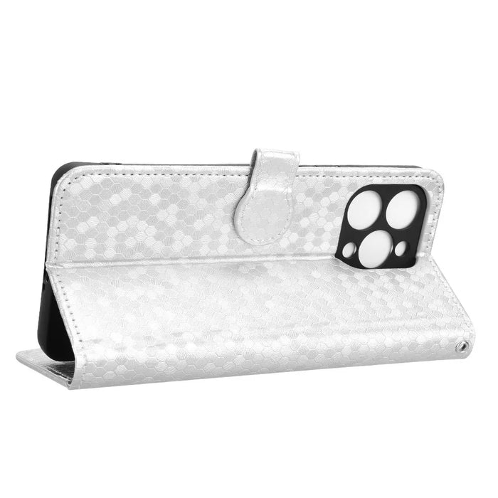 For Doogee Note 58 Pro  /  Note 58 Wallet Case Dot Pattern Imprint PU Leather Phone Cover - Silver - 3
