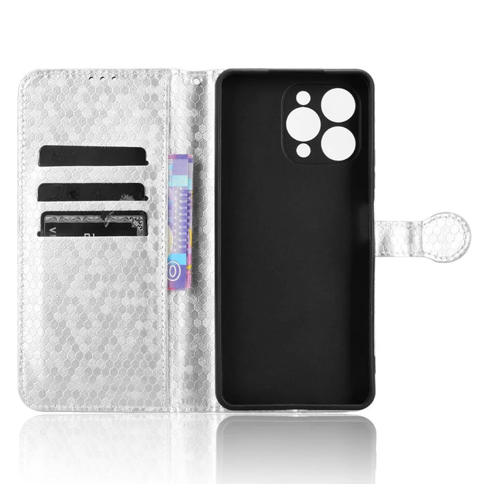 For Doogee Note 58 Pro  /  Note 58 Wallet Case Dot Pattern Imprint PU Leather Phone Cover - Silver - 4