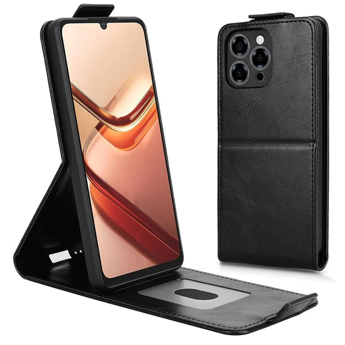 For Doogee Note 58 Pro  /  Note 58 Stand Case Magnetic Clasp Vertical Flip Leather Phone Cover with Card Holder - Black - 5