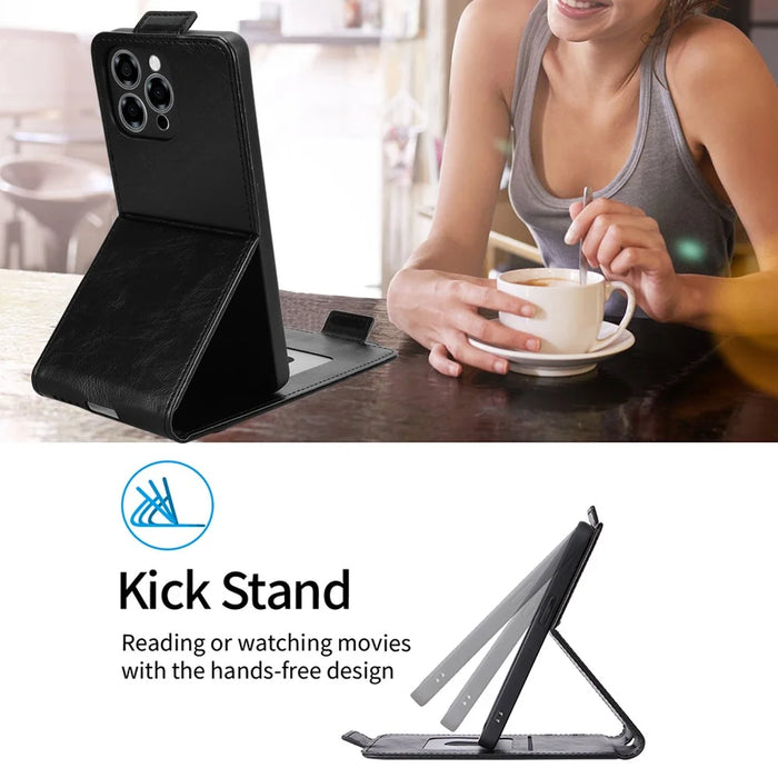 For Doogee Note 58 Pro  /  Note 58 Stand Case Magnetic Clasp Vertical Flip Leather Phone Cover with Card Holder - Black - 6