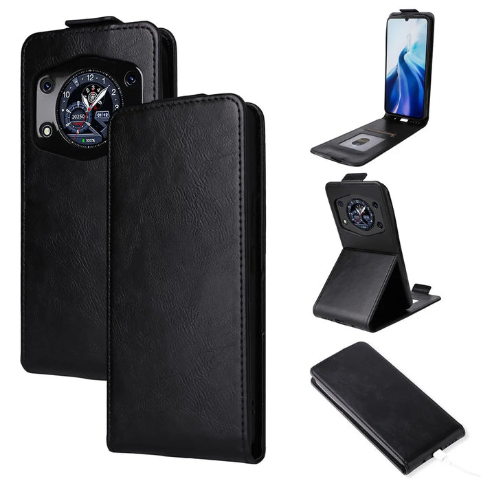 For Cubot A30 Stand Case Magnetic Clasp Vertical Flip Leather Phone Cover with Card Holder - Black - 1