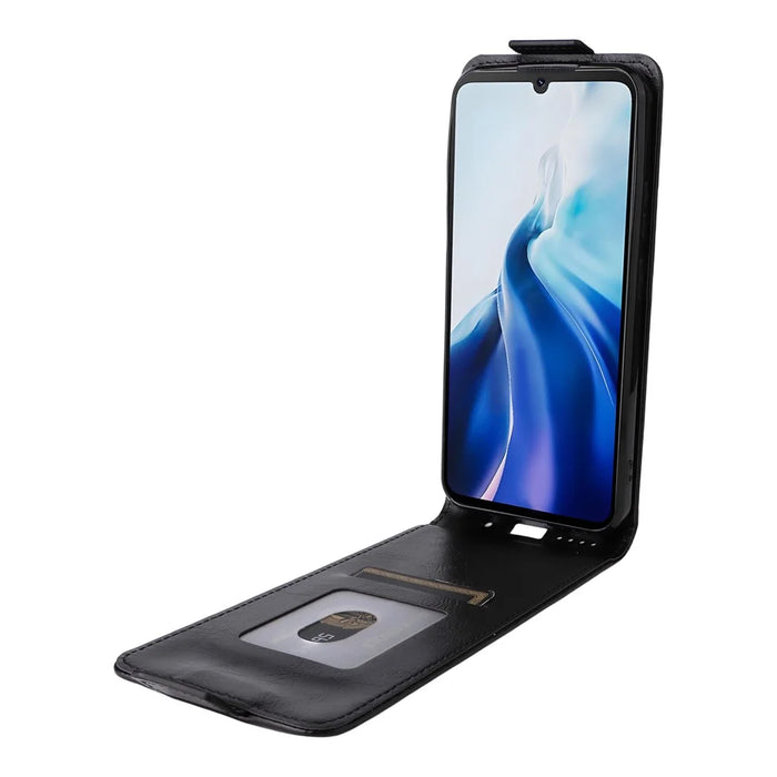 For Cubot A30 Stand Case Magnetic Clasp Vertical Flip Leather Phone Cover with Card Holder - Black - 2