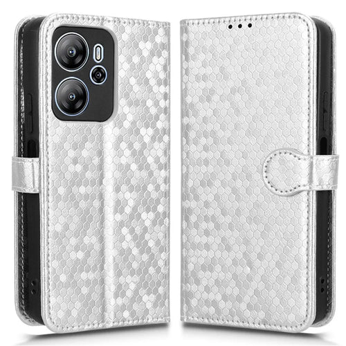 For Blackview Oscal Tiger 13 Wallet Case Dot Pattern Imprint PU Leather Phone Cover - Silver - 1