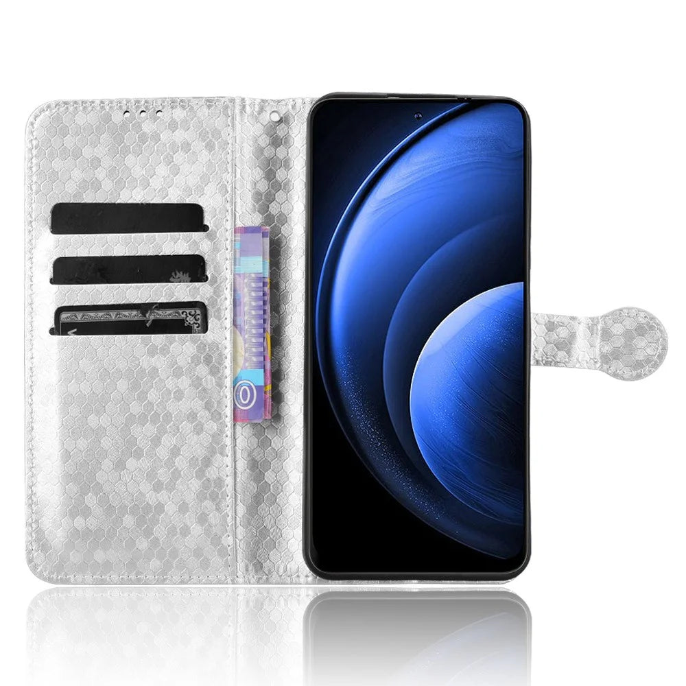 For Blackview Oscal Tiger 13 Wallet Case Dot Pattern Imprint PU Leather Phone Cover - Silver - 2