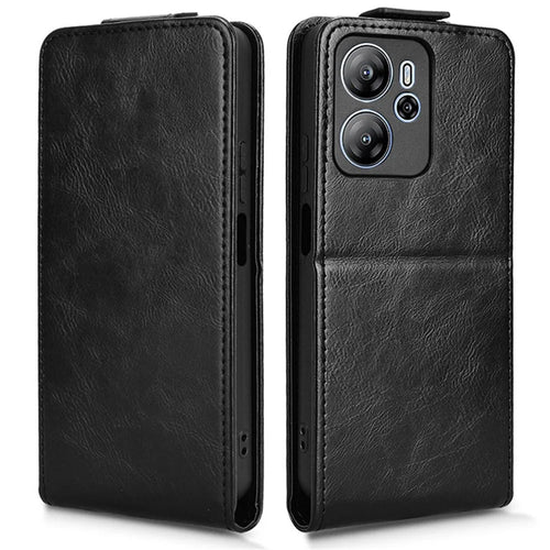 For Blackview Oscal Tiger 13 Stand Case Magnetic Clasp Vertical Flip Leather Phone Cover with Card Holder - Black - 1