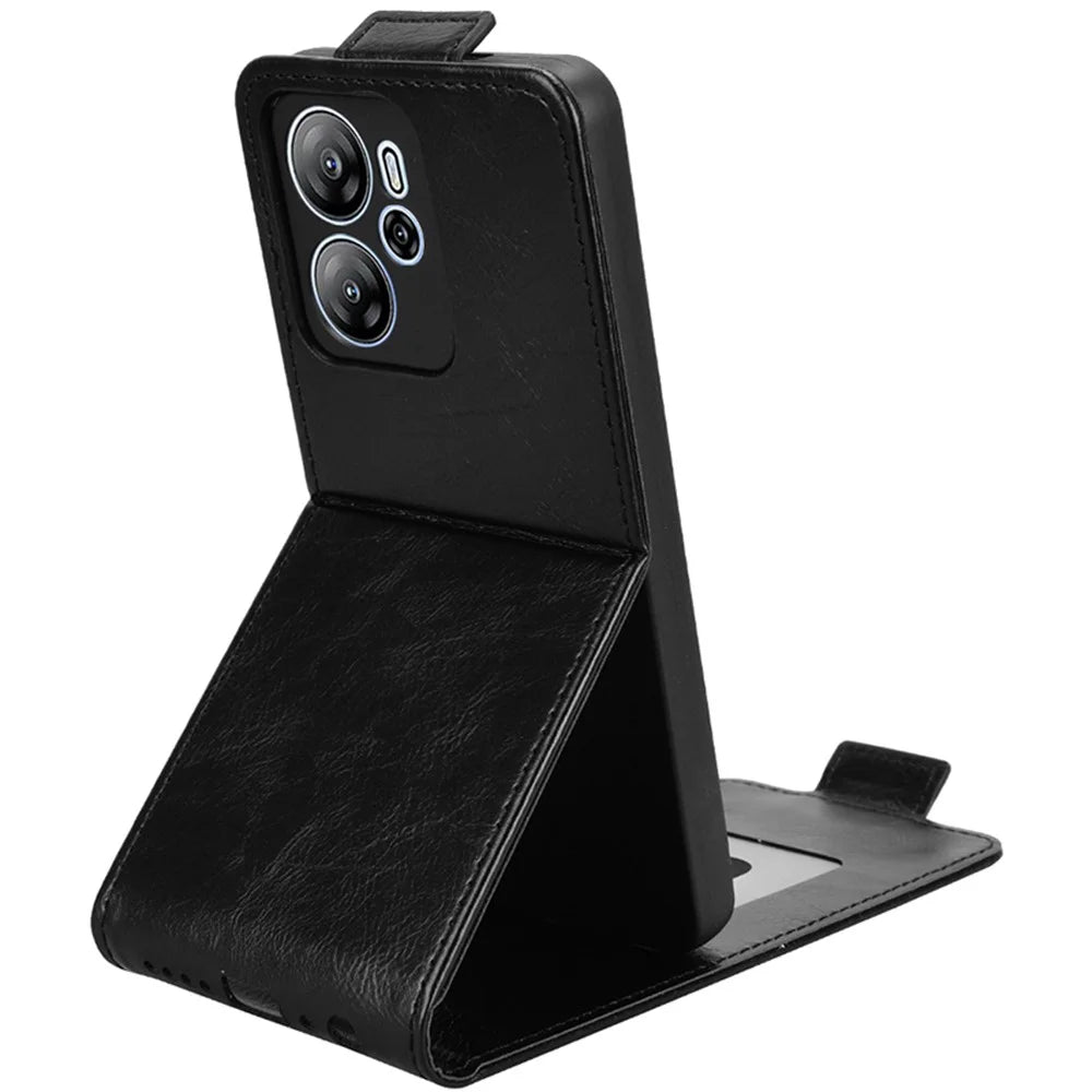 For Blackview Oscal Tiger 13 Stand Case Magnetic Clasp Vertical Flip Leather Phone Cover with Card Holder - Black - 2