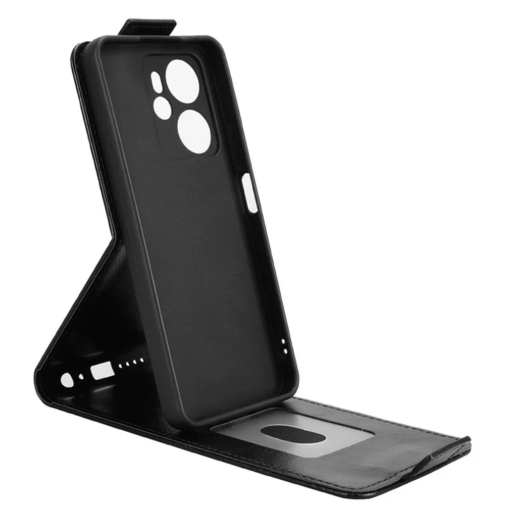 For Blackview Oscal Tiger 13 Stand Case Magnetic Clasp Vertical Flip Leather Phone Cover with Card Holder - Black - 3