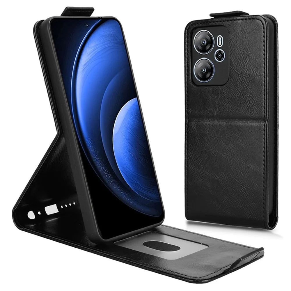 For Blackview Oscal Tiger 13 Stand Case Magnetic Clasp Vertical Flip Leather Phone Cover with Card Holder - Black - 5